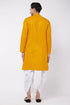 VASTRAMAY Mustard Cotton Baap Beta Kurta Dhoti Set
